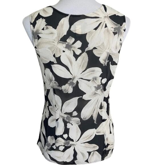 Banana Republic Floral Silk Sleeveless Blouse in Kohl – EUC Size 4 - Picture 4 of 5